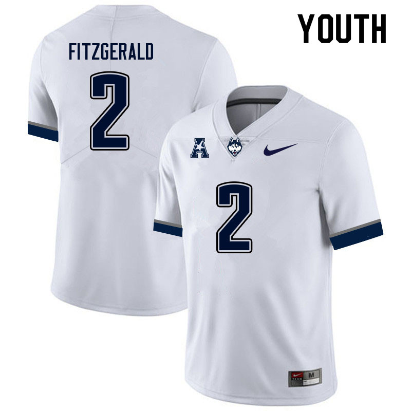 Youth #2 Nigel Fitzgerald Uconn Huskies College Football Jerseys Sale-White